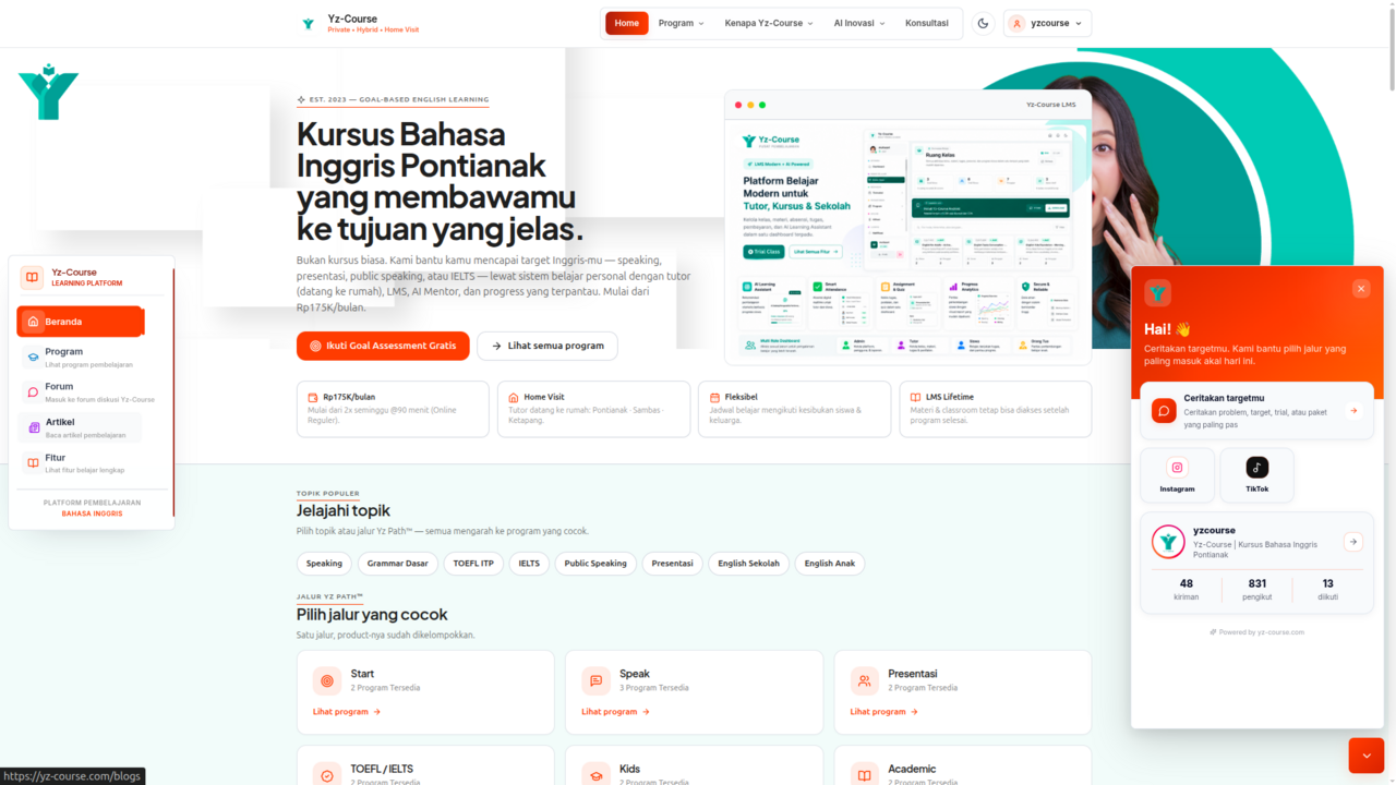 Yz-Course — English Learning, LMS & AI Platform